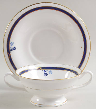 Signature Footed Cream Soup Bowl & Saucer Set by Royal Worcester