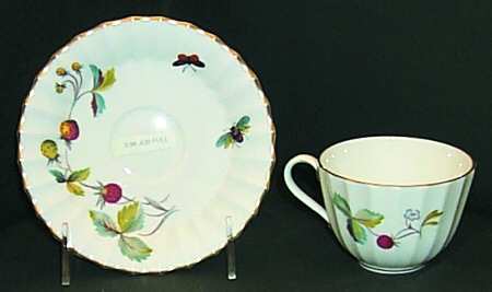 Strawberry Fair (Bone, Rim, Fluted, Gold) Flat Cup & Saucer Set