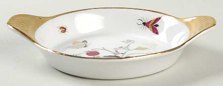 Strawberry Fair (Bone, Rim, Fluted, Gold) Eared Round Dish