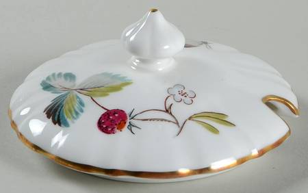 Strawberry Fair (Bone, Rim, Fluted, Gold) Jam/Jelly w/Attached Underplate No Lid
