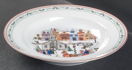 Village Christmas Large Rim Soup Bowl