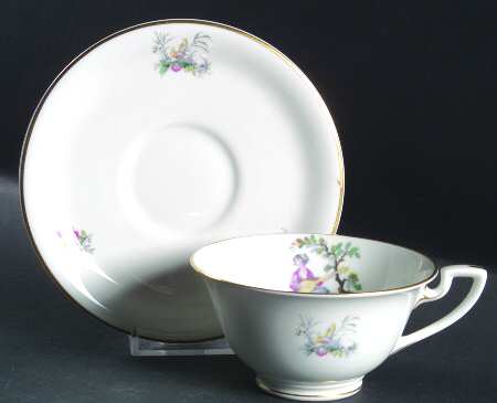 Watteau Footed Cup & Saucer Set