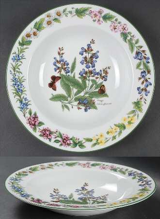 Worcester Herbs (Green Trim) 10" Individual Pasta Bowl