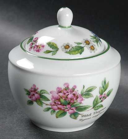 Worcester Herbs (Green Trim) Sugar Bowl & Lid
