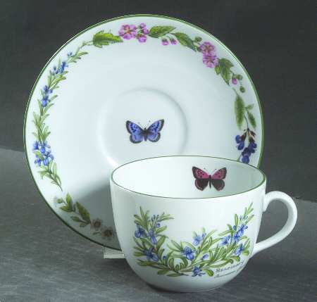 Worcester Herbs (Green Trim) Breakfast Cup & Saucer Set