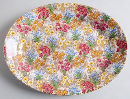 Marguerite (Gold Trim) 11" Oval Serving Platter by Royal Winton