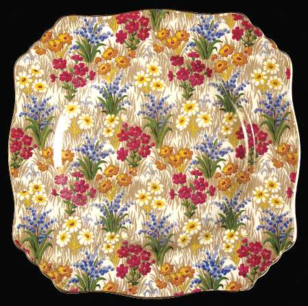 Marguerite (Gold Trim) Square Luncheon Plate by Royal Winton