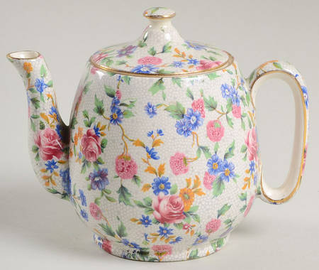 Old Cottage Chintz (Pre 1960, Cream) Individual Teapot & Lid