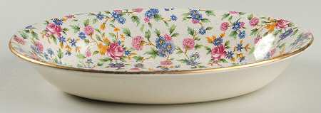 Old Cottage Chintz (Pre 1960, Cream) 9" Oval Vegetable Bowl