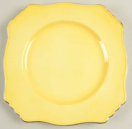 Rosebud Yellow (Yellow Background) Square Luncheon Plate