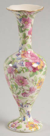 Summertime (Pre 1960, Cream Background, Gold Trim) 5" Bud Vase
