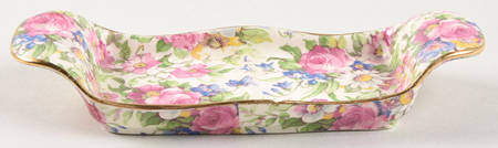 Summertime (Pre 1960, Cream Background, Gold Trim) Tray for Acme Salt & Pepper
