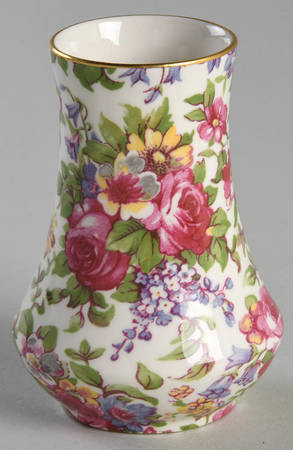 Summertime (Pre 1960, Cream Background, Gold Trim) Posy Vase