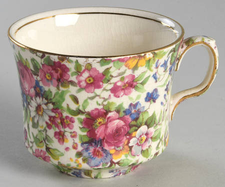Summertime (Pre 1960, Cream Background, Gold Trim) King Flat Cup
