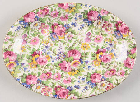 Summertime (Pre 1960, Cream Background, Gold Trim) Underplate for Gravy Boat