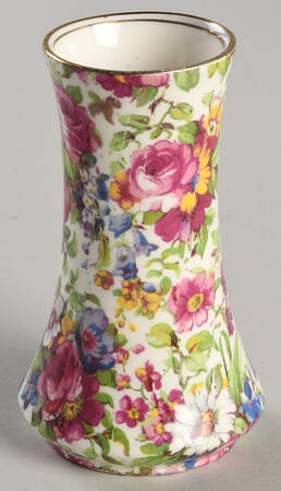 Summertime (Pre 1960, Cream Background, Gold Trim) 3" Bud Vase