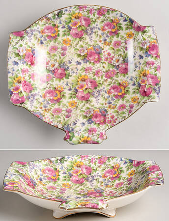 Summertime (Pre 1960, Cream Background, Gold Trim) 8" Ashtray