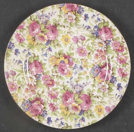 Summertime (Pre 1960, Cream Background, Gold Trim) Bread & Butter Plate