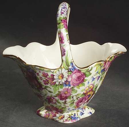 Summertime (Pre 1960, Cream Background, Gold Trim) Rowsley Basket