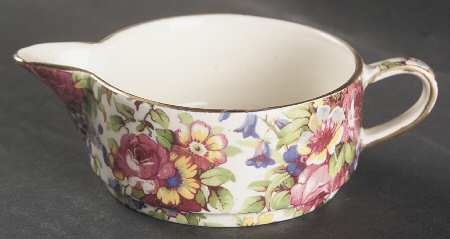 Summertime (Pre 1960, Cream Background, Gold Trim) Stacking Mini Creamer