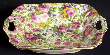 Summertime (Pre 1960, Cream Background, Gold Trim) 6" Square Nut Dish