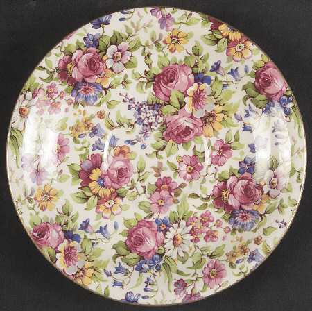 Summertime (Pre 1960, Cream Background, Gold Trim) Saucer for Albans Shape Footed Cup