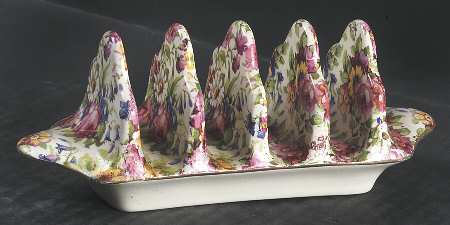 Summertime (Pre 1960, Cream Background, Gold Trim) 4 Slice Toast Server