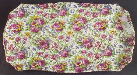 Summertime (Pre 1960, Cream Background, Gold Trim) Large Sandwich Tray