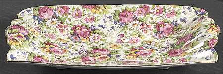 Summertime (Pre 1960, Cream Background, Gold Trim) Ribbed Tray