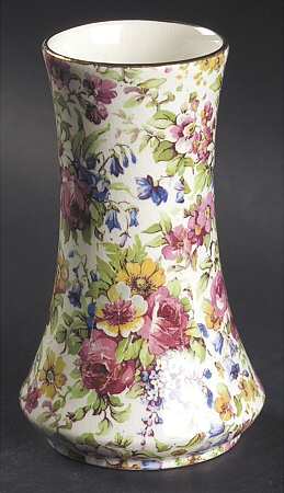 Summertime (Pre 1960, Cream Background, Gold Trim) 4" Bud Vase