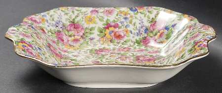 Summertime (Pre 1960, Cream Background, Gold Trim) Large Fruit Bowl
