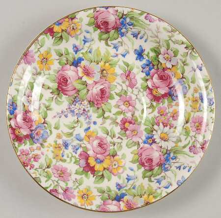 Summertime (Pre 1960, Cream Background, Gold Trim) Saucer
