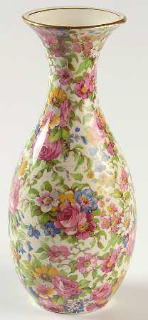Summertime (Pre 1960, Cream Background, Gold Trim) 6" Bud Vase