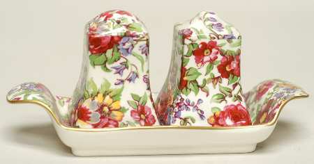 Summertime (Earthenware, Circa 1995) (3 Pc) Salt & Pepper Tray Set