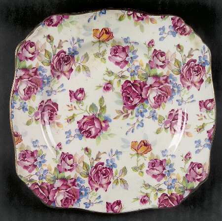 Victorian Rose Square Bread & Butter Plate