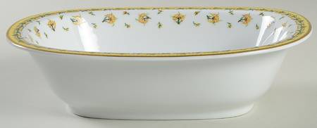 Bougainville Yellow 9" Oval Vegetable Bowl