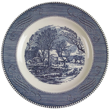 Currier and Ives Blue Luncheon Plate
