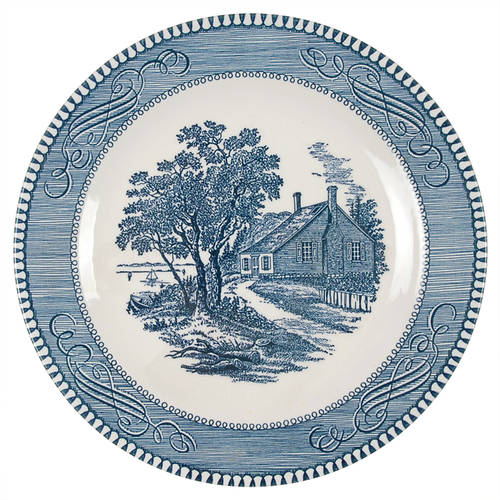 Currier and Ives Blue Salad Plate