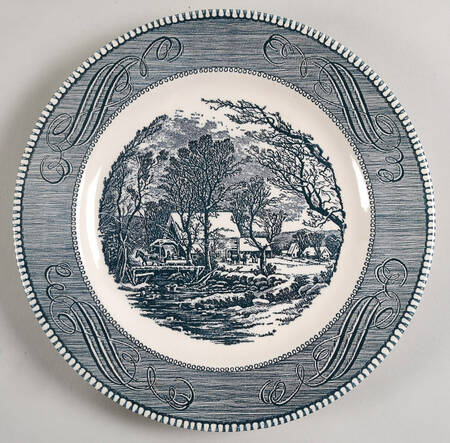 Currier and Ives Blue Dinner Plate