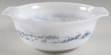 Currier and Ives Blue 2 1/2 Qt Ovenware Mixing Bowl