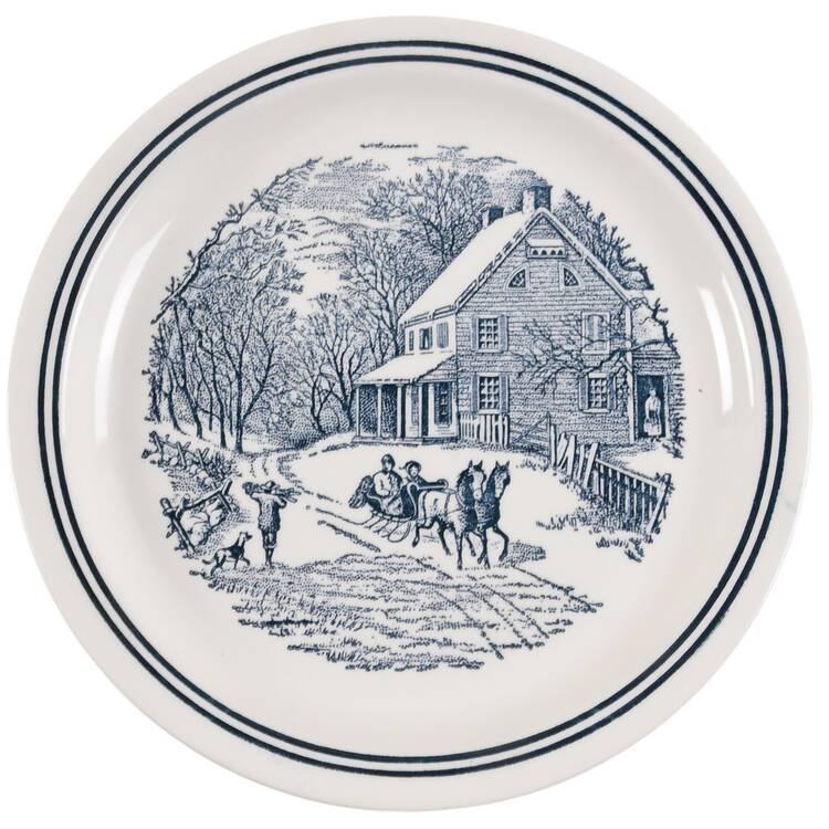 Currier and Ives Blue Salad Plate