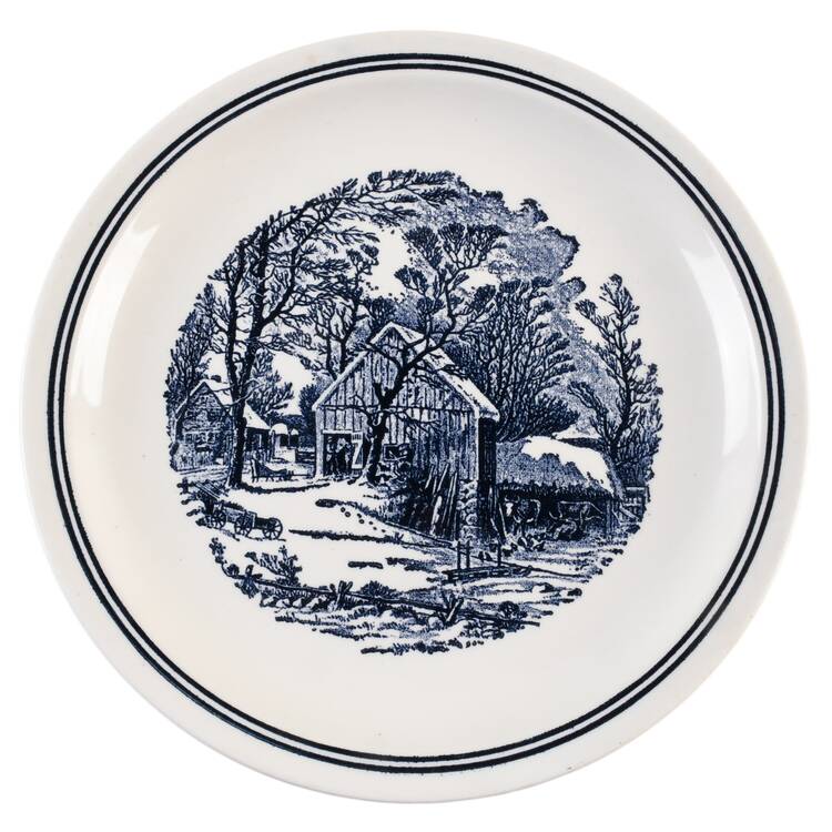 Currier and Ives Blue Dinner Plate
