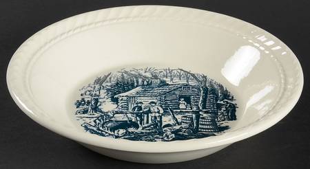 Currier and Ives Blue 7" Candy Bowl
