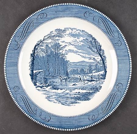 Currier and Ives Blue 12" Chop Plate (Round Platter)
