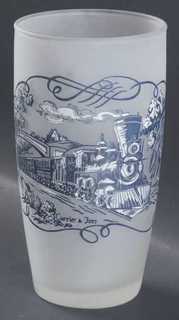 Currier and Ives Blue 10 Oz Glassware Tumbler