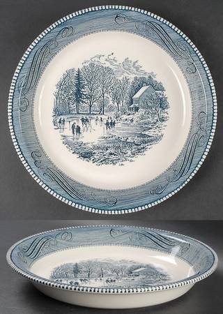 Currier and Ives Blue 10" Pie Baking Plate