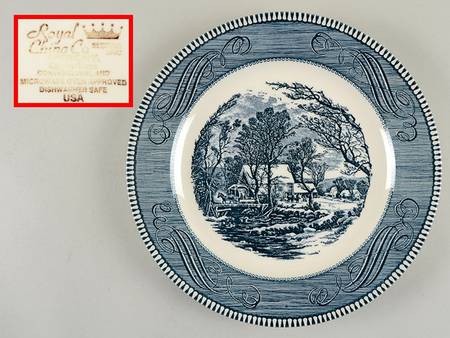 Currier and Ives Blue Dinner Plate
