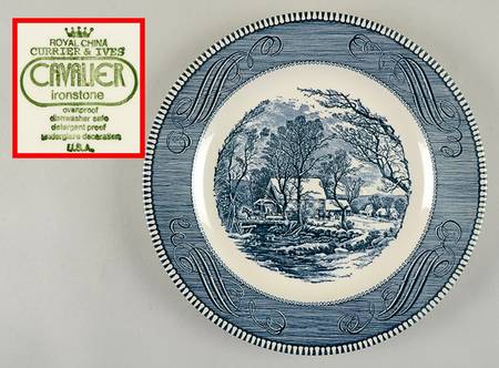 Currier and Ives Blue Dinner Plate