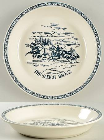 Currier and Ives Blue 10" Pie Baking Plate