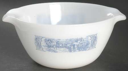 Currier and Ives Blue 2 1/4 Qt Ovenware Mixing Bowl